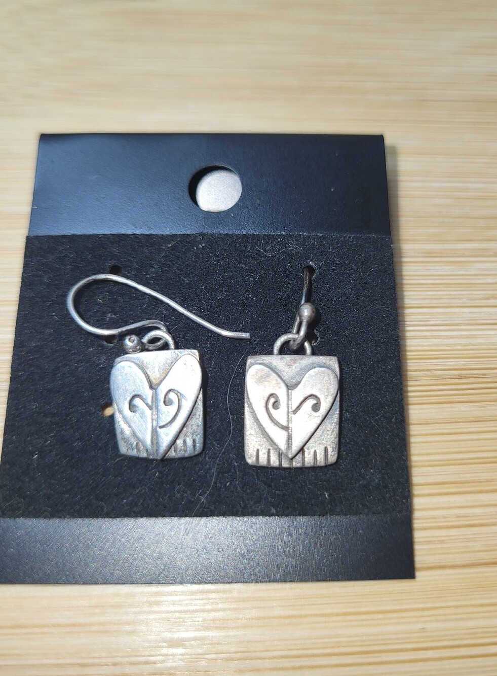 Vintage 925 Sterling Silver Heart Dangle Earrings